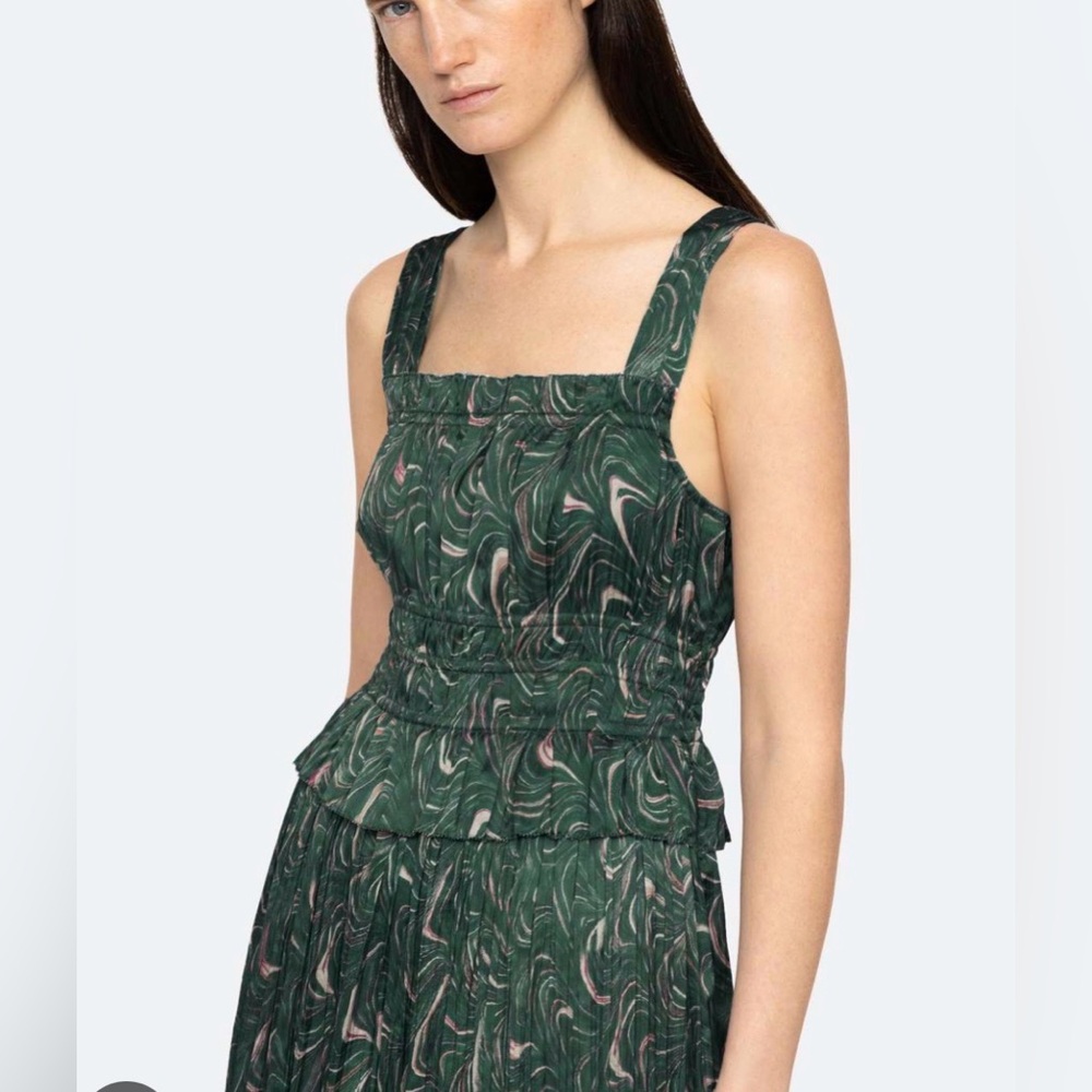 Sea New York Amara Marble Print Sleeveless Ruched Dress Brand New